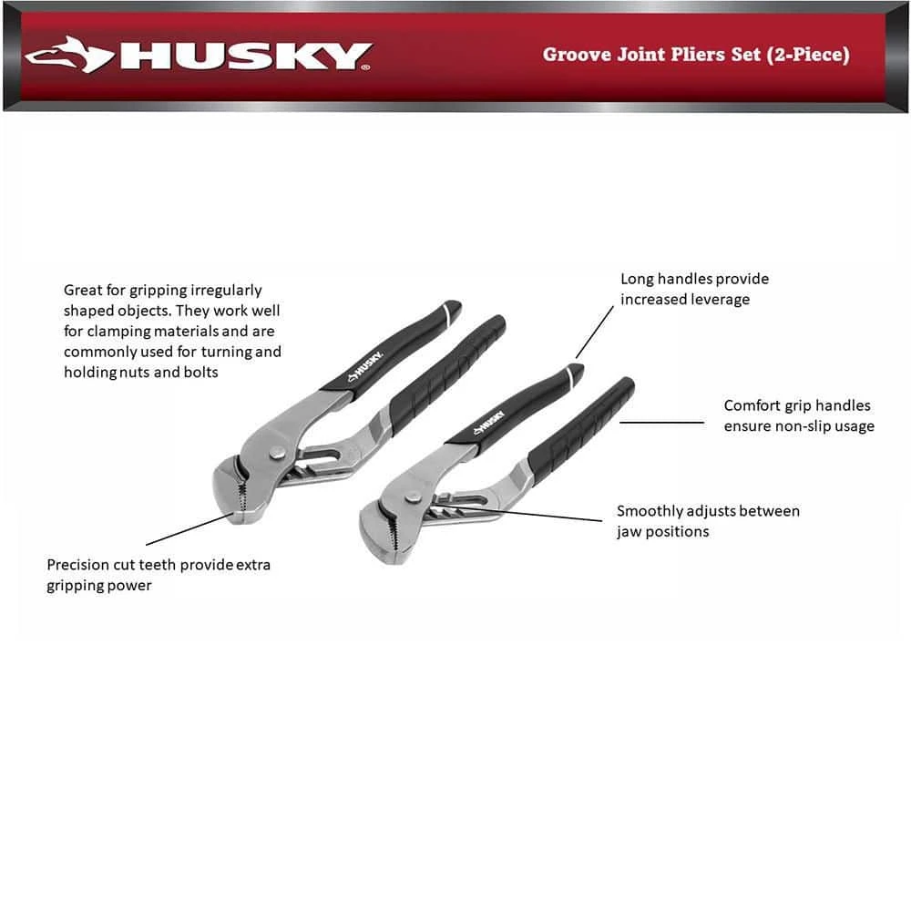 Husky Groove Joint Pliers Set (2-Piece) - Image 2