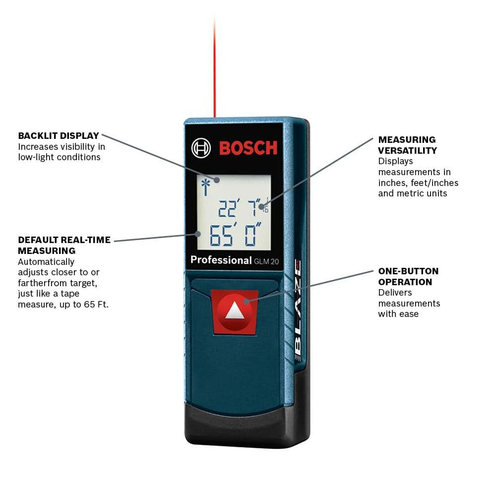 Bosch BLAZE 65 ft. Laser Distance Tape Measuring Tool with Real Time Measuring - Image 2