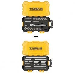 DEWALT 1/4 in. and 3/8 in. Drive Socket Set (34-Piece) and 1/4 in. and 3/8 in. Drive Tool Accessory Set (15-Piece)