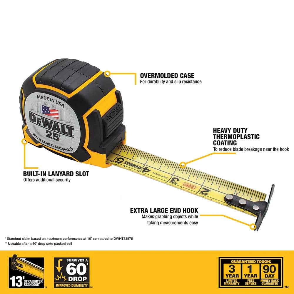 DEWALT 25 ft. x 1-1/4 in. XP Premium Tape Measure - Image 3