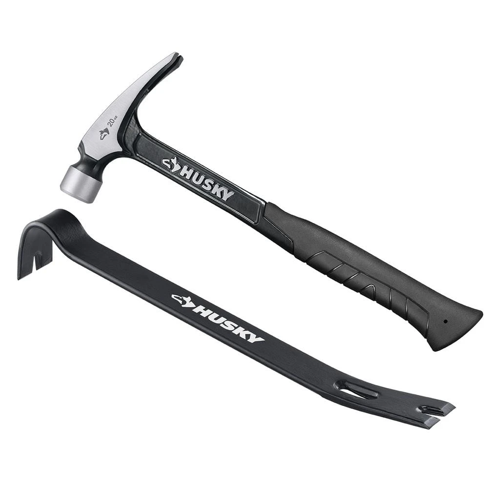 Husky 20 oz. Steel Rip Hammer and 15 in. Wrecking Bar