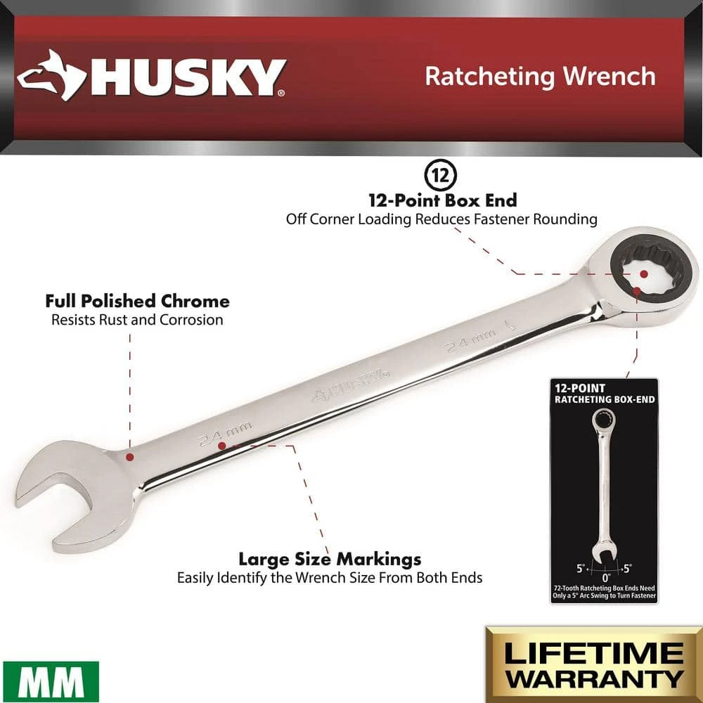 Husky 8 mm 12-Point Metric Ratcheting Combination Wrench - Image 2