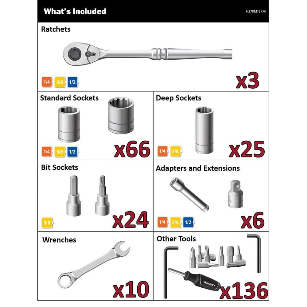 Husky Mechanics Tool Set (270-Piece) - Image 2