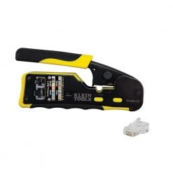 Klein Tools Ratcheting Pass-Thru Modular Crimper and (20-Pack) Pass-Thru Modular Data Plugs CAT5e