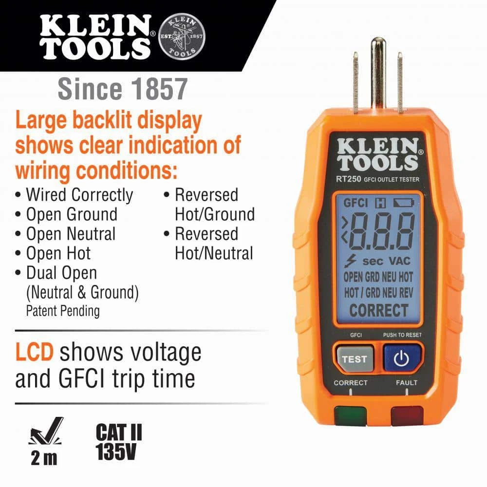Klein Tools Dual-Range Non-Contact Voltage Tester and GFCI Receptacle Tester Tool Set (2-Piece) - Image 2