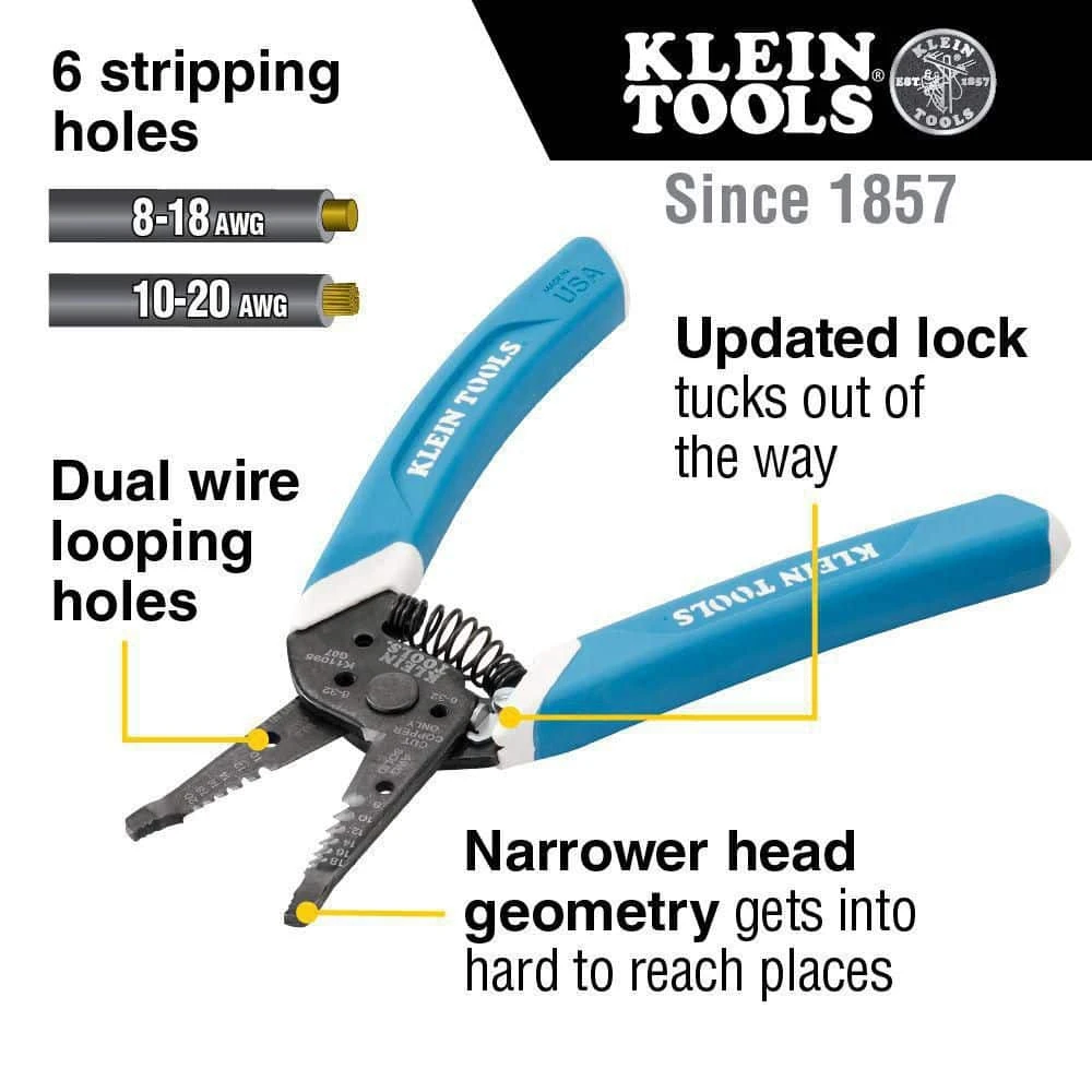 Klein Tools Wire Stripper, Side Cutting Pliers, and Long Nose Pliers Tool Set - Image 2