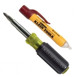 Klein Tools 2-Piece 12-Volt-1000-Volt AC Dual Range Non-Contact Voltage Tester and Multi-Bit Screwdriver Tool Set