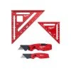 Milwaukee FASTBACK 6-In-1 Folding Utility Knife and FASTBACK Compact Folding Utility Knife Set with Square Set (4-Piece)