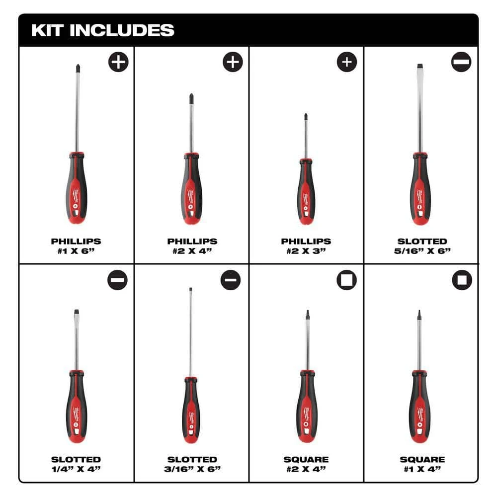 Milwaukee 7.75 in. Combination Electricians 6-in-1 Wire Strippers Pliers with Screwdriver Set (8-Piece) - Image 4