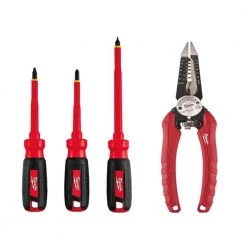 Milwaukee Electrician's 4-Piece Insulated Hand Tool Set with Screwdrivers and Wire Strippers