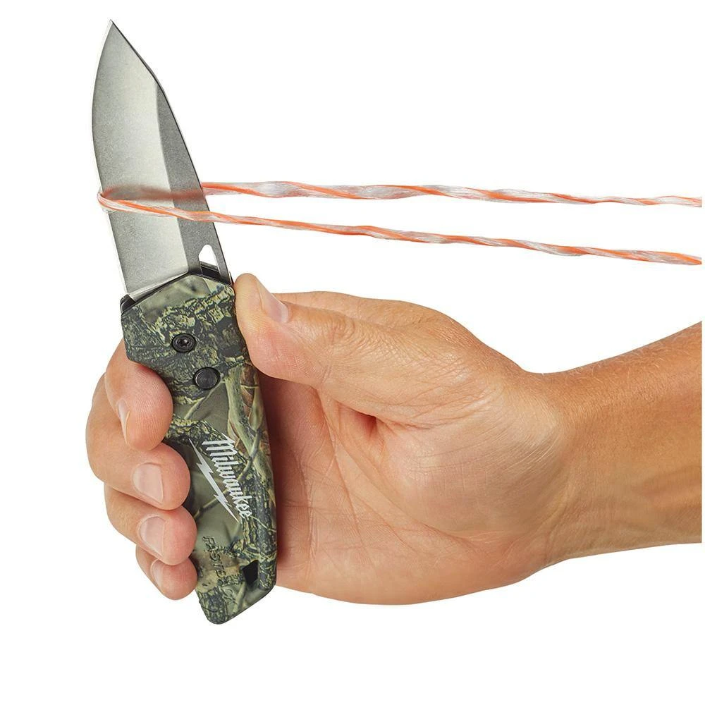 Milwaukee FASTBACK Camo Stainless Steel Folding Knife with 2.95 in. Blade and 6-in-1 Wire Strippers Pliers - Image 5