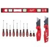 Milwaukee 24 in. Magnetic I-Beam Level with Screwdriver Set and FASTBACK Folding Utility Knife Set (13-Piece)