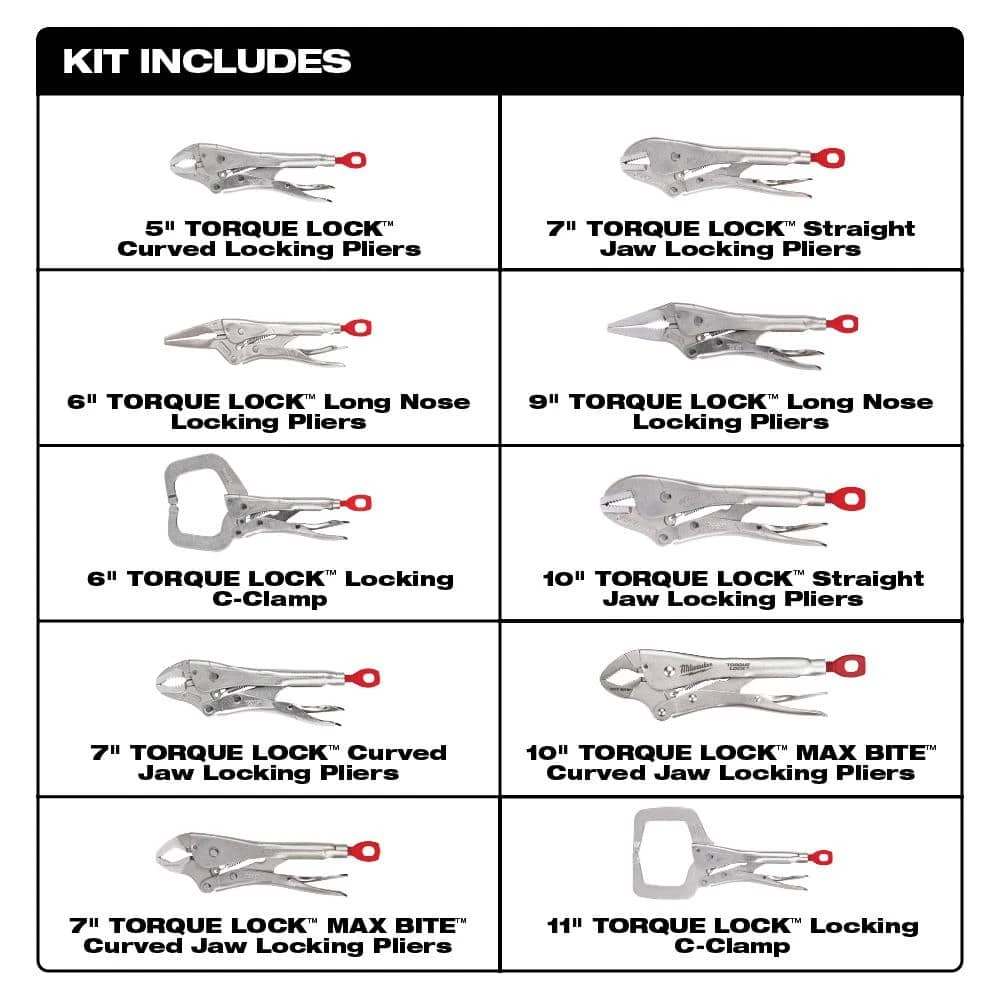 Milwaukee Torque Lock Locking Pliers Kit (10-Piece) - Image 2
