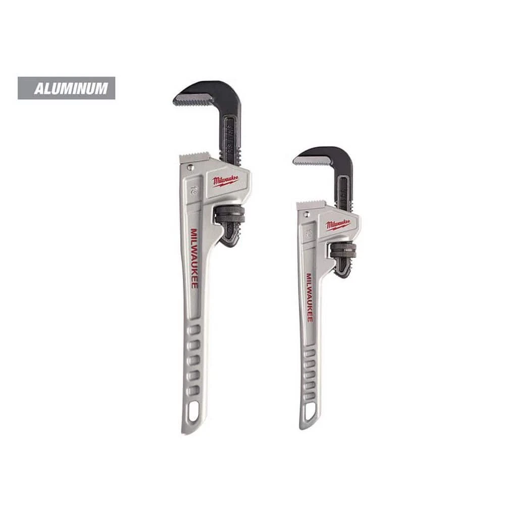 Milwaukee 14 in. and 12 in. Aluminum Pipe Wrench Set (2-Piece)