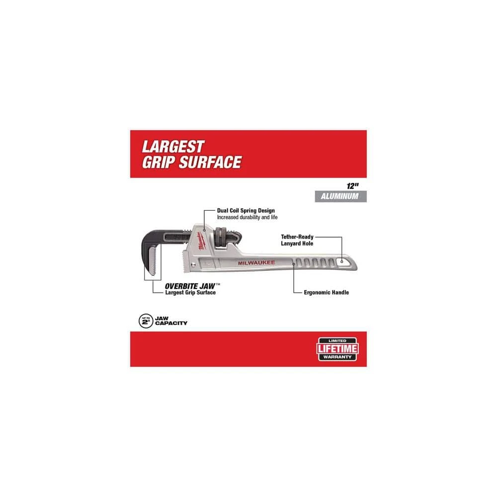 Milwaukee 18 in. and 12 in. Aluminum Pipe Wrench Set (2-Piece) - Image 3