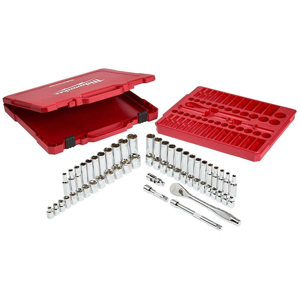 Milwaukee 3/8 in. Drive SAE/Metric Ratchet and Socket Mechanics Tool Set with Pliers Kit and Screwdriver Set (69-Piece) - Image 7