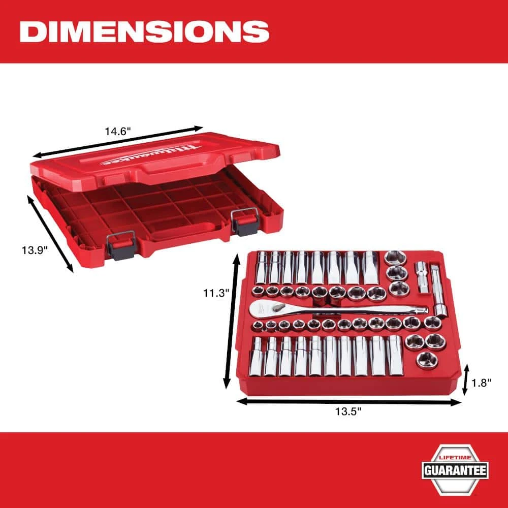 Milwaukee 1/2 in. Drive SAE/Metric Ratchet and Socket Mechanics Tool Set (47-Piece) - Image 4