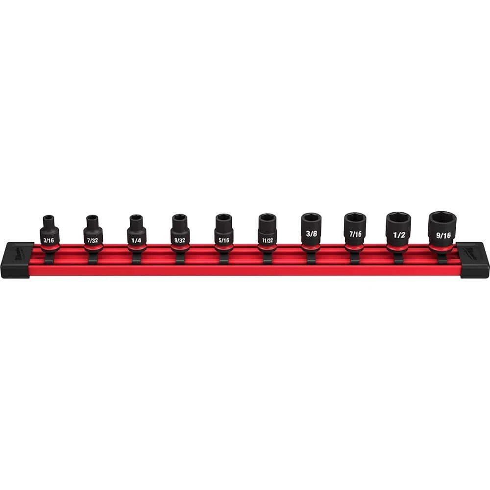 Milwaukee SHOCKWAVE 1/4 in. Drive SAE 6 Point Impact Socket Set (10-Piece)