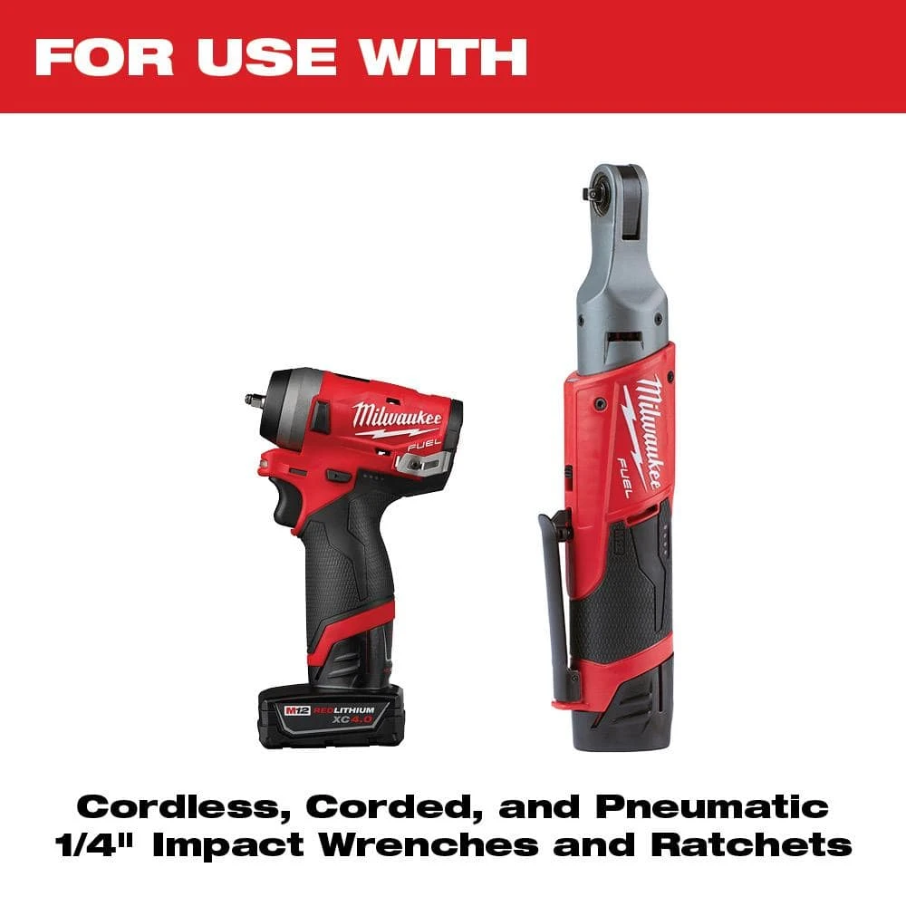 Milwaukee SHOCKWAVE 1/4 in. Drive SAE 6 Point Impact Socket Set (10-Piece) - Image 4