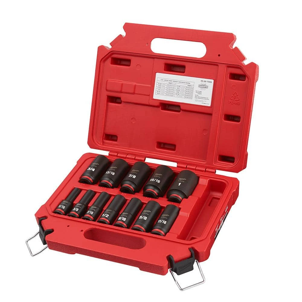 Milwaukee SHOCKWAVE 3/8 in. Drive Deep Well 6-Point Impact Socket Set (24-Piece) - Image 8