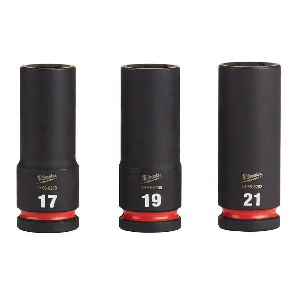 Milwaukee SHOCKWAVE Impact Duty 1/2 in. Drive Metric Deep Well Impact Socket Set (3-Piece)