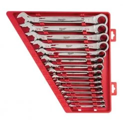 Milwaukee SAE Combination Ratcheting Wrench Mechanics Tool Set (15-Piece)