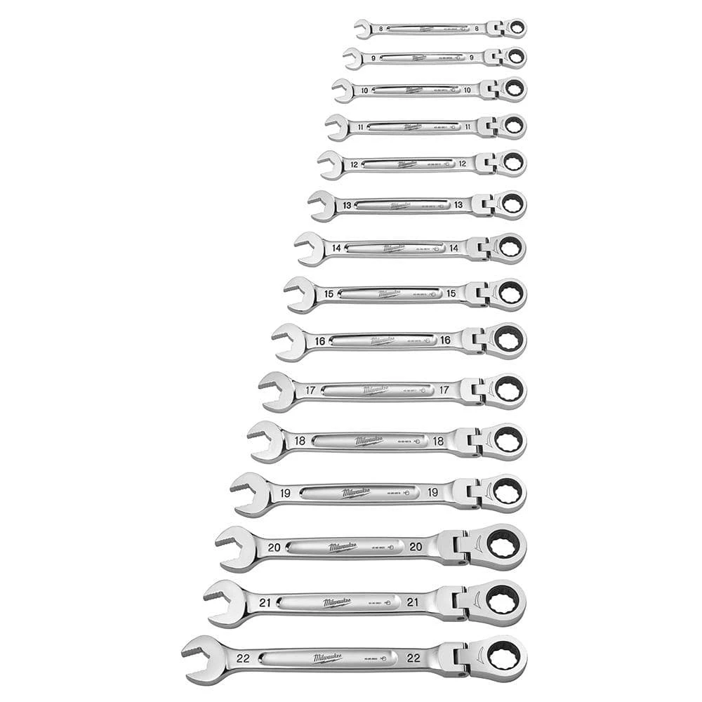 Milwaukee 144-Position Flex-Head Ratcheting Combination Wrench Set Metric with Screwdriver Set (25-Piece) - Image 7