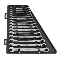 Milwaukee Metric Combination Ratcheting Wrench Mechanics Tool Set (15-Piece)