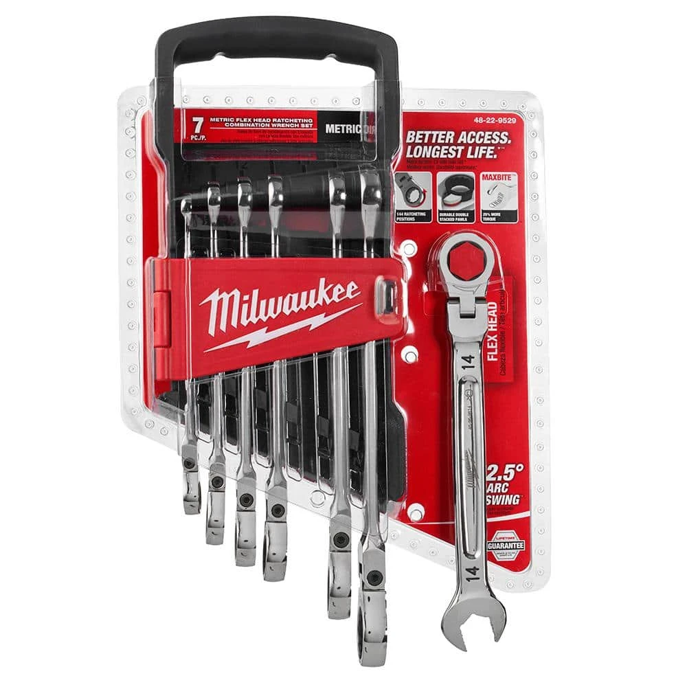 Milwaukee 144-Position Flex-Head Ratcheting Combination Wrench Set Metric with Screwdriver Set (17-Piece) - Image 6