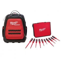 Milwaukee 10-Piece 1000-Volt Insulated Screwdriver Set and Case with PACKOUT Backpack