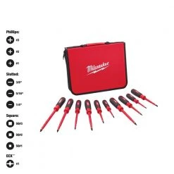 Milwaukee 1000-Volt Insulated Screwdriver Set with Case (10-Piece)