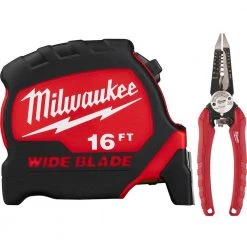 Milwaukee 16 ft. x 1.3 in. Wide Blade Tape Measure with 6-in-1 Wire Stripper Pliers