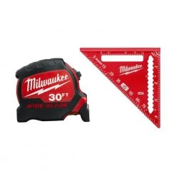 Milwaukee 30 ft. x 1-5/16 in. W Blade Tape Measure with 17 ft. Reach and 4-1/2 in. Trim Square (2-Piece)