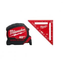 Milwaukee 40 ft. x 1-5/16 in. W Blade Tape Measure with 17 ft. Reach and 4-1/2 in. Trim Square (2-Piece)