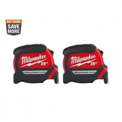 Milwaukee 25 ft. x 1-1/16 in. Compact Magnetic Tape Measure with 15 ft. Reach (2-Pack)