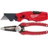 Milwaukee FASTBACK 6-in-1 Folding Utility Knife with General Purpose Blade and 6-in-1 Wire Strippers Pliers
