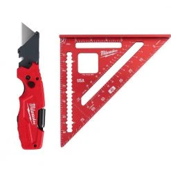 Milwaukee FASTBACK 6-in-1 Folding Utility Knife with General Purpose Blade and 7 in. Rafter Square