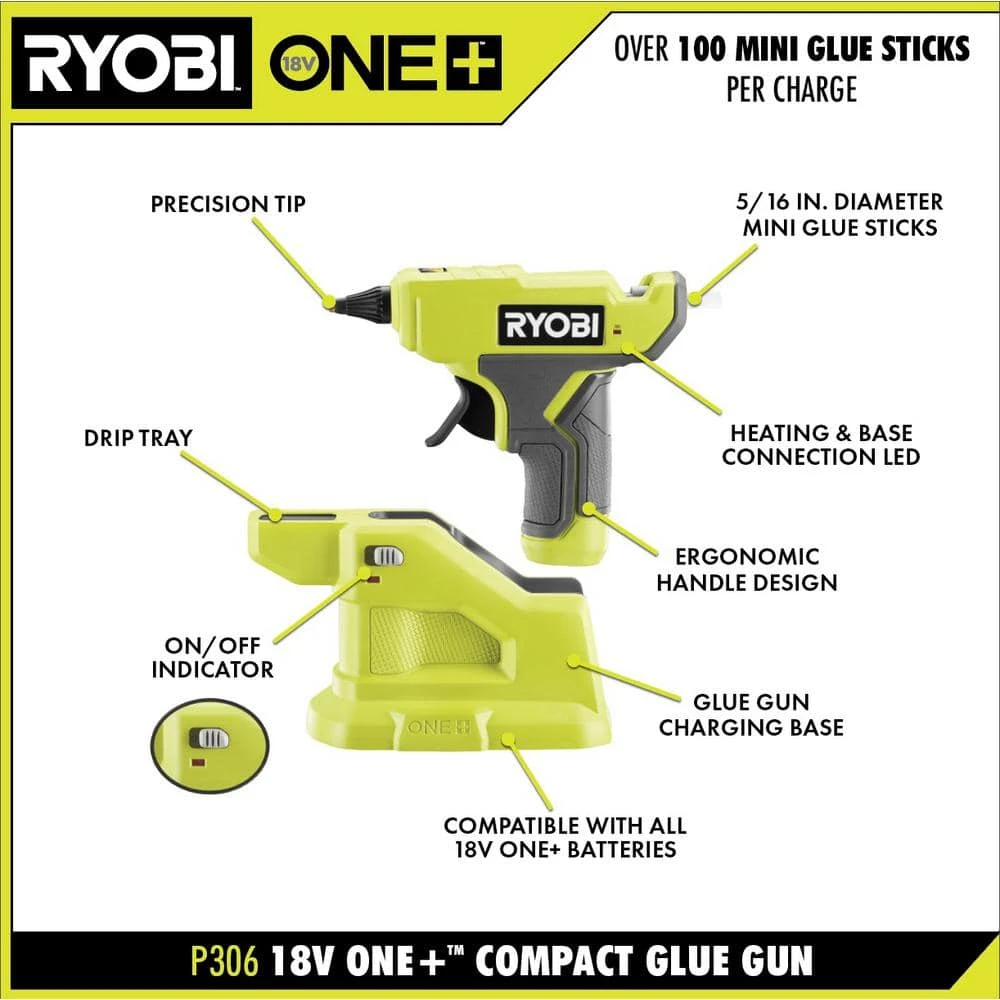 RYOBI ONE+ 18V Cordless Compact Glue Gun (Tool Only) - Image 3
