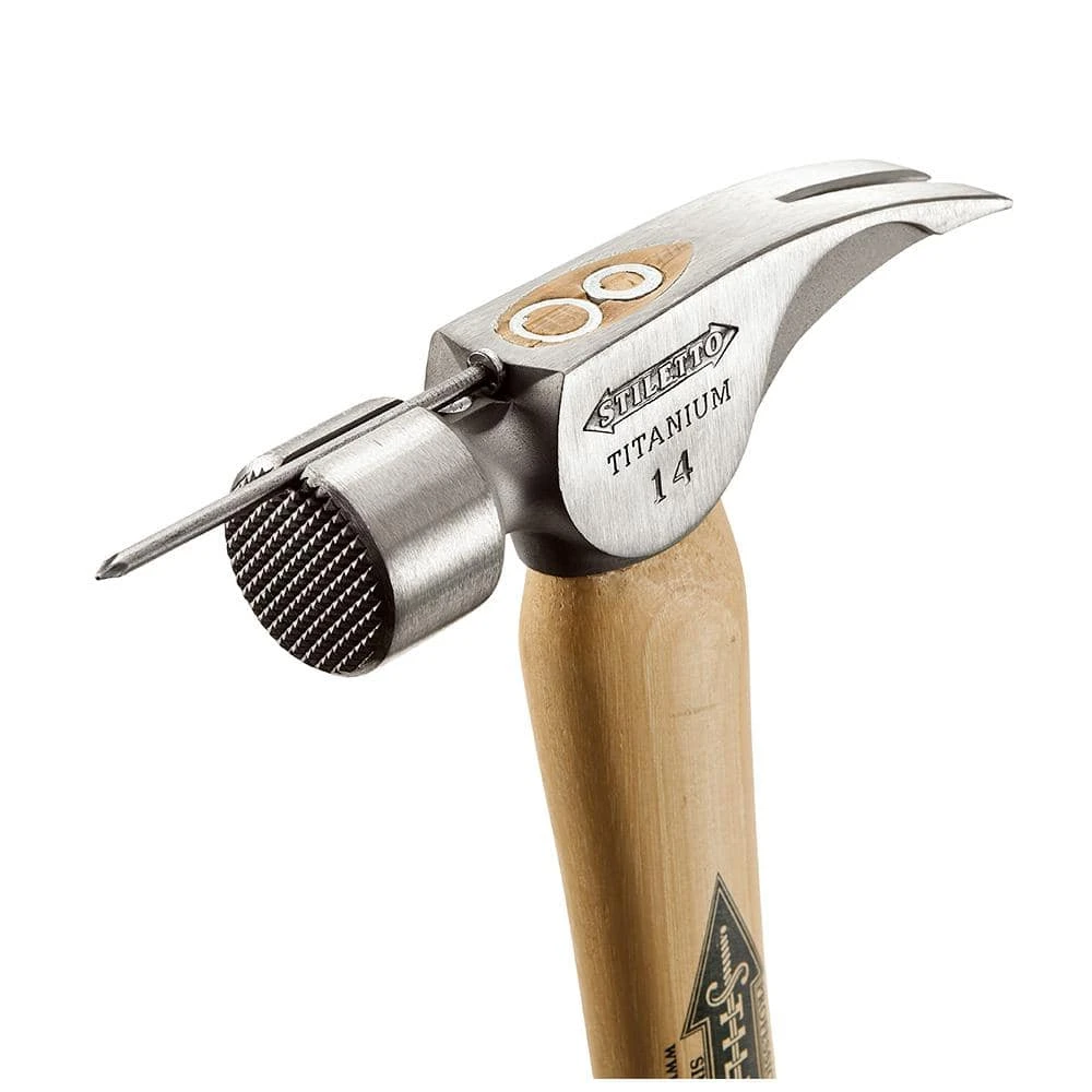 Stiletto 14 oz. Titanium Milled Face Hammer with 18 in. Curved Hickory Handle - Image 6