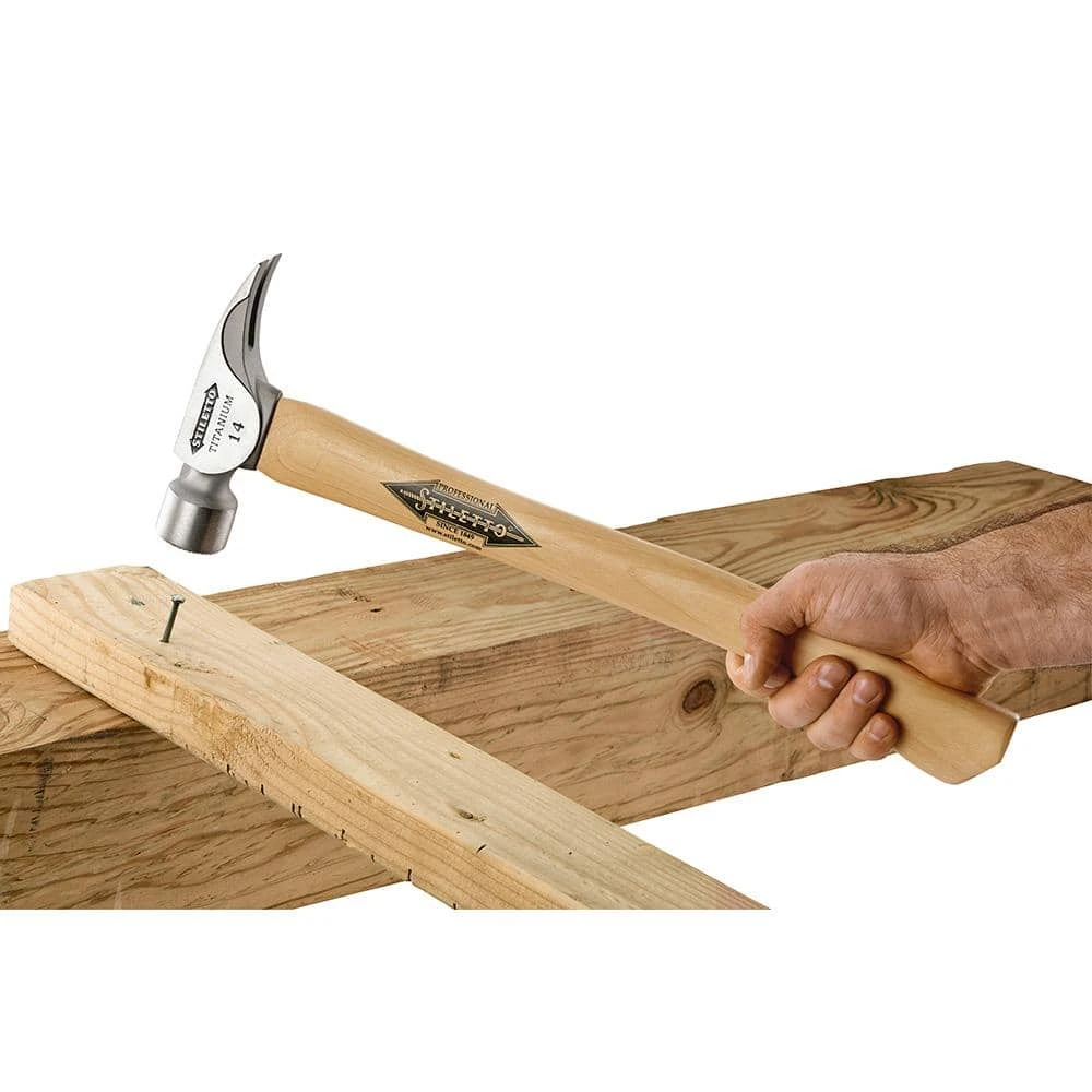 Stiletto 14 oz. Titanium Milled Face Hammer with 18 in. Curved Hickory Handle - Image 4