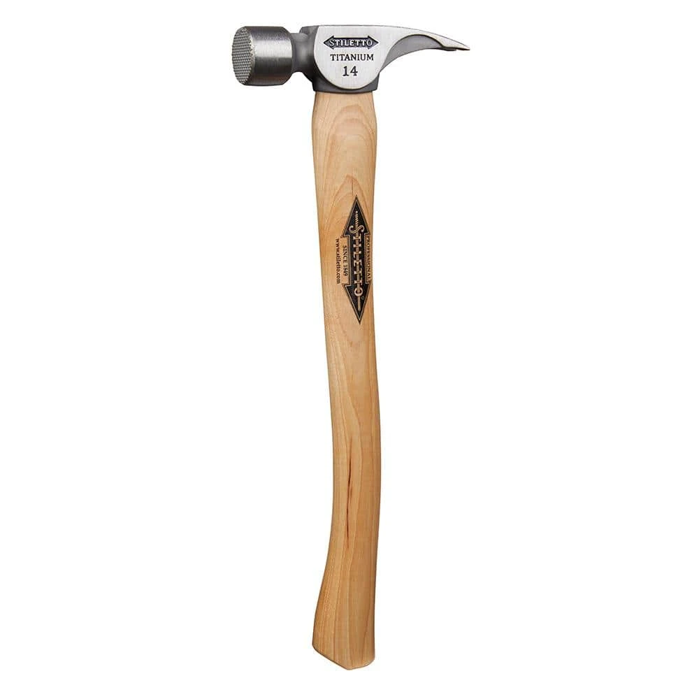 Stiletto 14 oz. Titanium Milled Face Hammer with 18 in. Curved Hickory Handle - Image 2